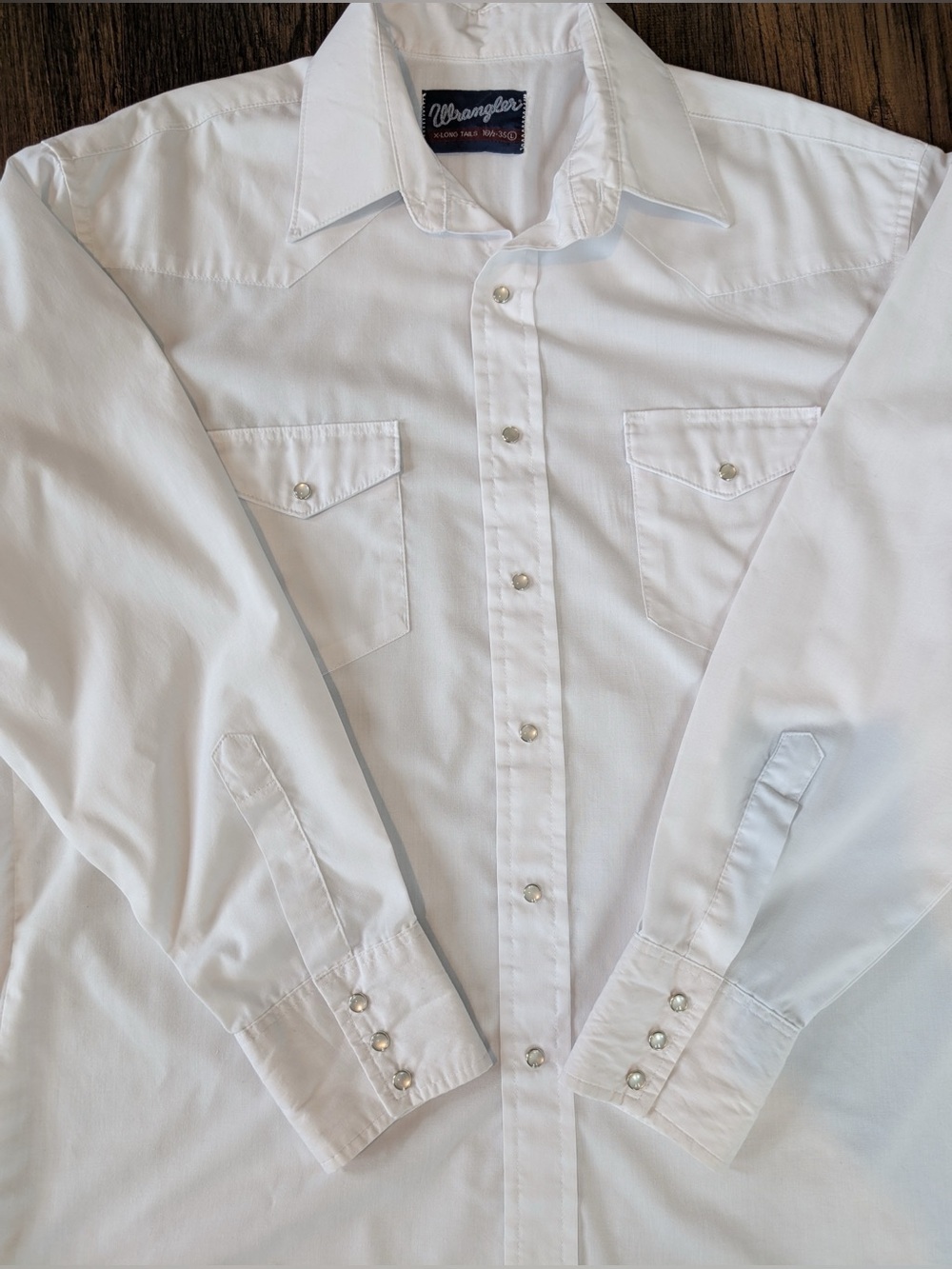 Vintage Wrangler Men's White Pearl Snap Button Down Shirt Size 16.5-35/Large - Picture 5 of 11